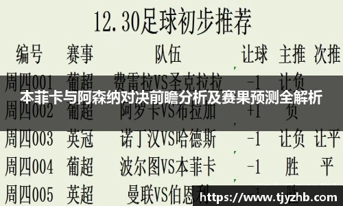 本菲卡与阿森纳对决前瞻分析及赛果预测全解析